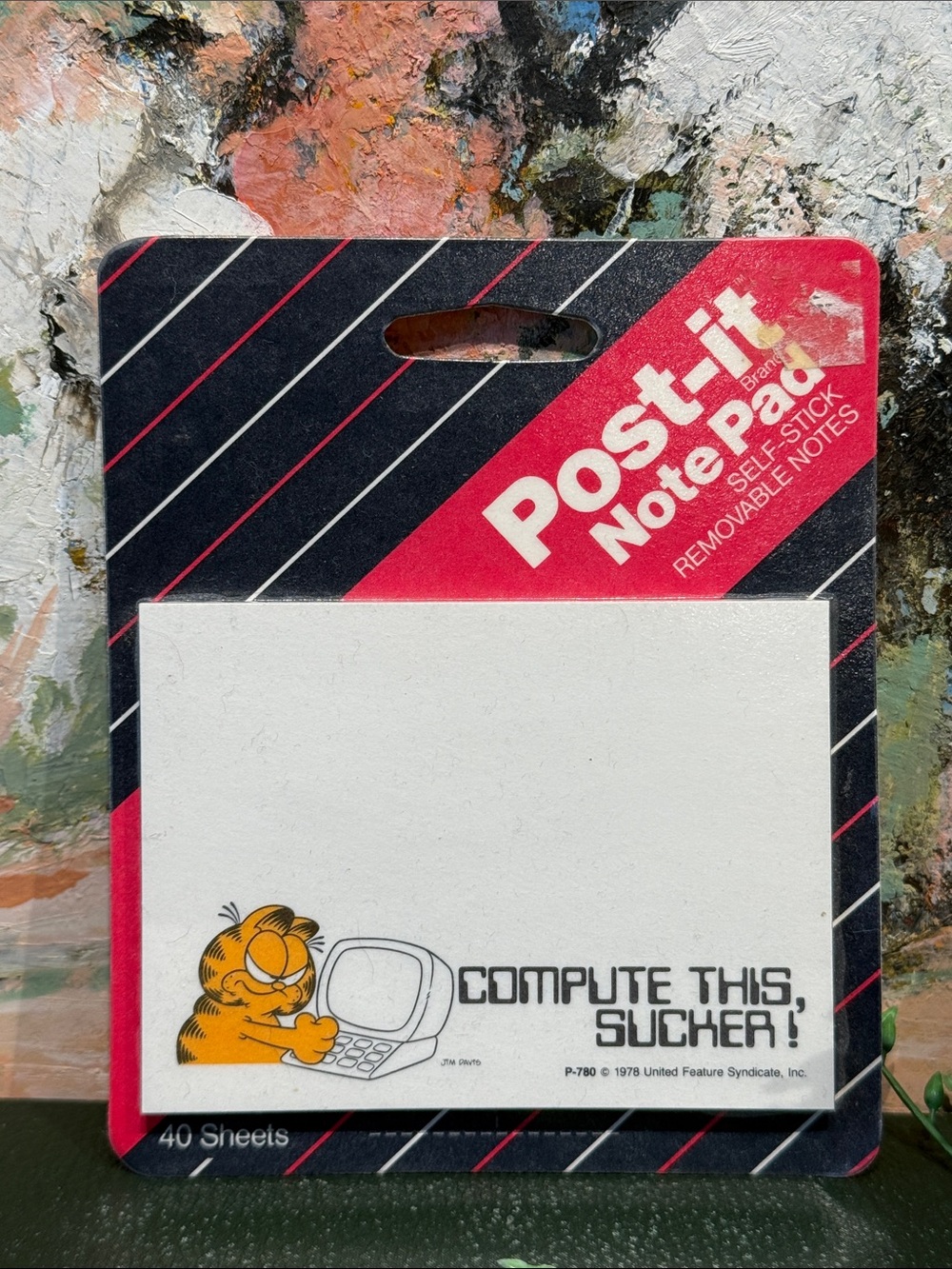 Vintage Post-it Note Pad White with Orange Accent